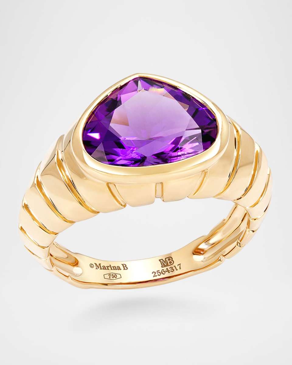 18K Yellow Gold Timo Amethyst Statement Ring, Size